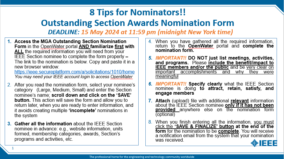 8 tips outstanding section awards