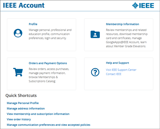 Managing your IEEE Account Information
