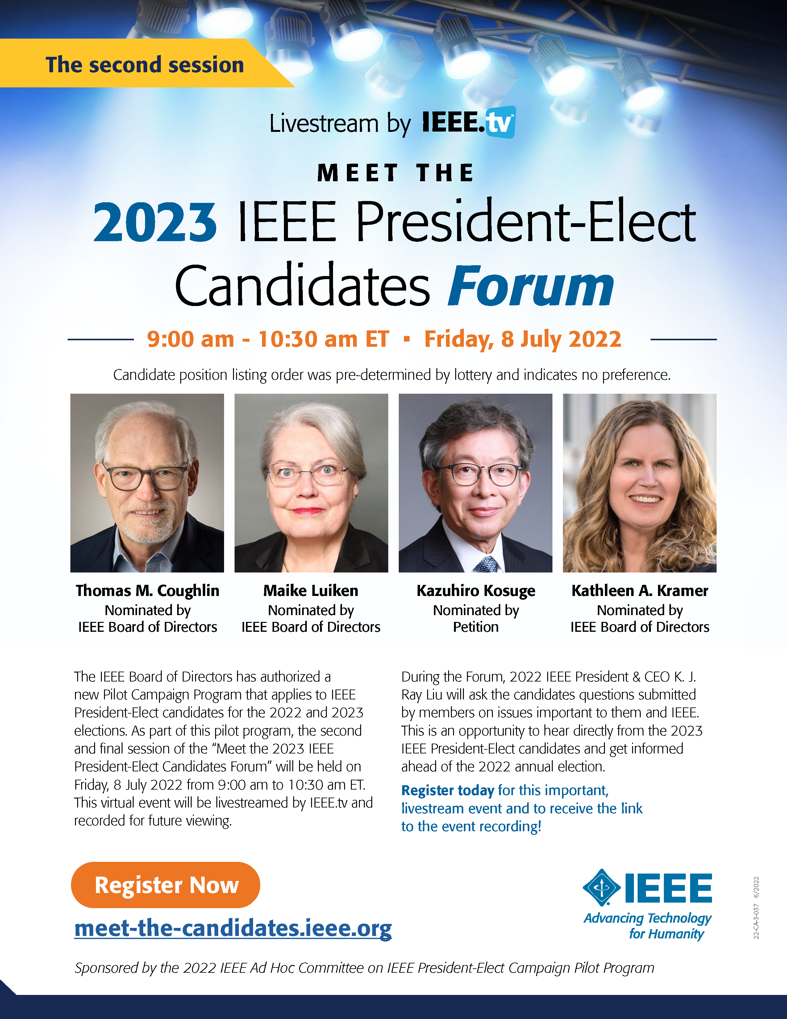 Flyer - Second session of the Meet the 2023 IEEE President-Elect Candidates Forum