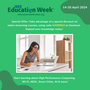 education week poster, green and white