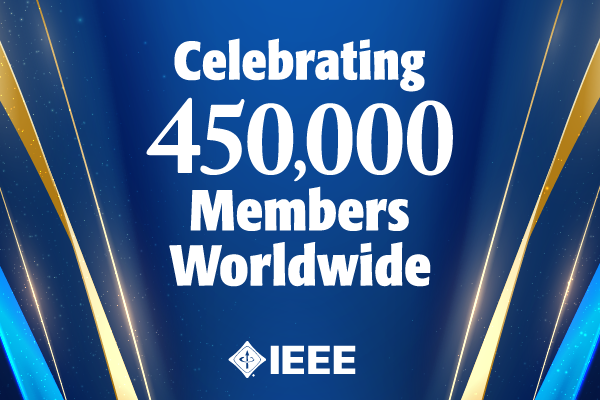 blue banner celebrating 450,000 IEEE members