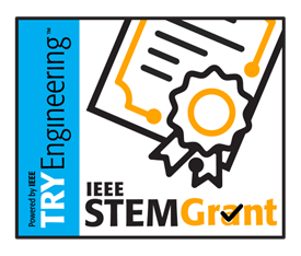 blue, orange, & white banner of STEM Grant